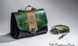 Sac vert orné Formation Maroquinier proche de Caen