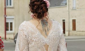 Dos d'une robe de mariée, formation couture à Angers
