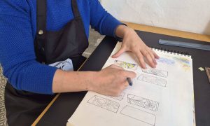 Dessin pour vitrail pendant la formation vitrailliste à Carcassonne en Occitanie