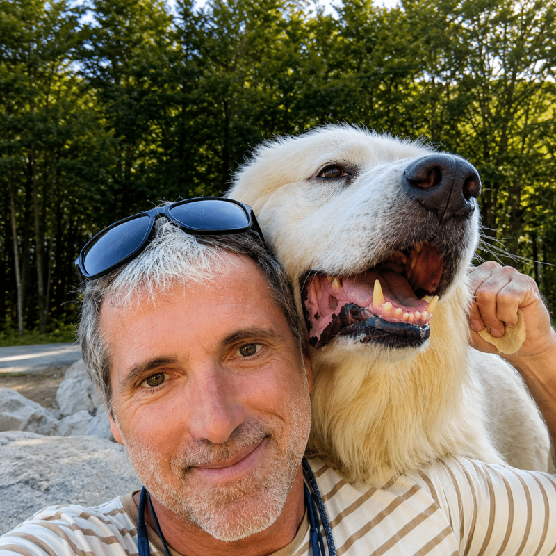Jean-Louis Laborde, éleveur berger, aux côtés de l’un de ses chiens de troupeau à Lescun