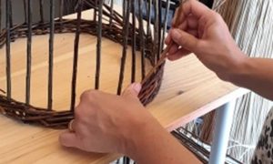 Main et gestes au cours de la formation vannerie d'osier en Bourgogne